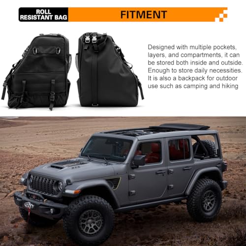 Multi-Pocket Roll Bar Storage Bag for Jeep Wrangler 4 Door 97-23