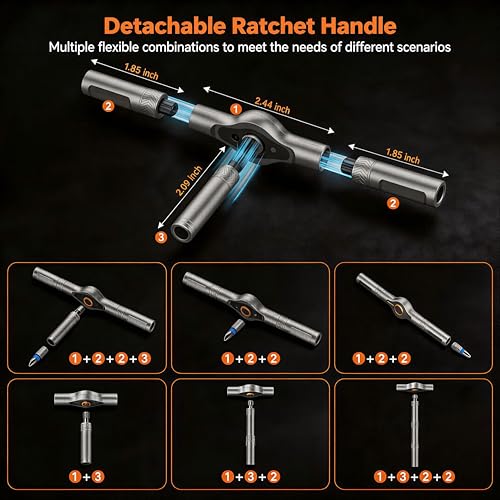25-in-1 Ratcheting Screwdriver Set with Magnetic S2 Steel Bits, Multi Bit Screwdriver Tool Kit with Storage Case for Electronics Repair, Furniture Assembly, Computer, Bicycle & DIY Home Tools - size: 25 in 1 Grey