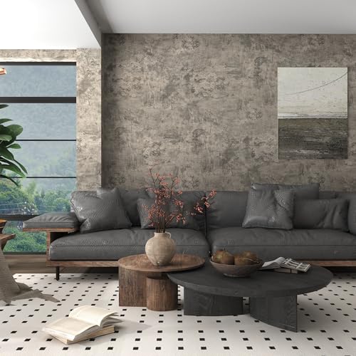JSEVEM 48"×118" Light Brown Concrete Wallpaper Peel and Stick Industrial Beige Gray Cement Contact Paper Vinyl Warp Matte Textured Self Adhesive Wall Paper for Bedroom Bathroom Office Walls - color: Brown Gray, size: 48" x 118"