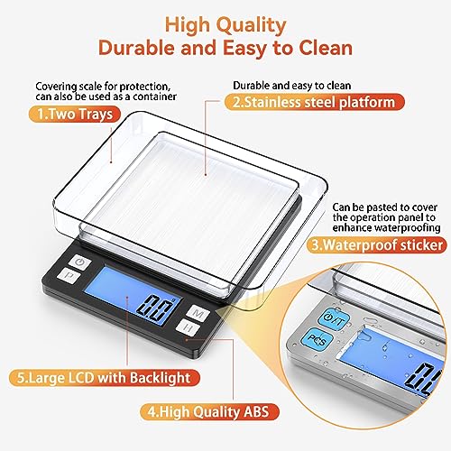 BOMATA Upgraded Small Food Scale with 0.1 g/0.001 oz High Precision - size: 0.1g/3kg Black