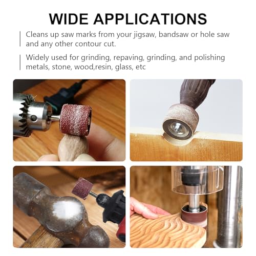 32 Pack Spindle Sander Sleeves, 2”Length, 1/2”,3/4”,1”,1-1/2” Diameter Sanding Sleeves Set for Drill,40 80 120 240 Grit - size: Length: 2''(sanding sleeves)