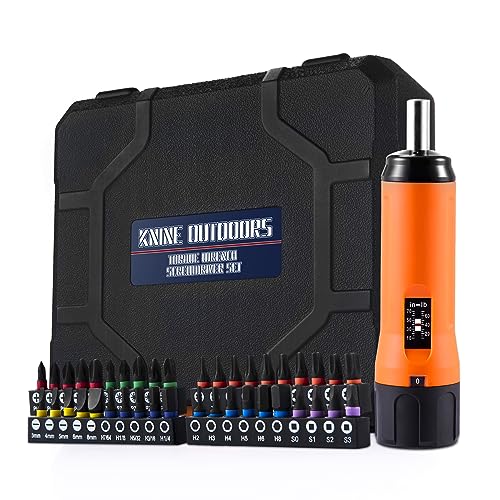 KNINE OUTDOORS Torque Screwdriver Wrench Driver Set 10-70 Inch Pounds lbs for Maintenance with T-bar Handle, 40 Hex Bits, 1/4" Socket, Shaft Extension, For Tools, Bike Repairing and Mounting (Orange) - color: Orange
