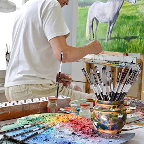 Genixart Round Paint Brush Set – Art Paintbrushes Acrylic Oil Watercolor - size: Round - 6 Pcs
