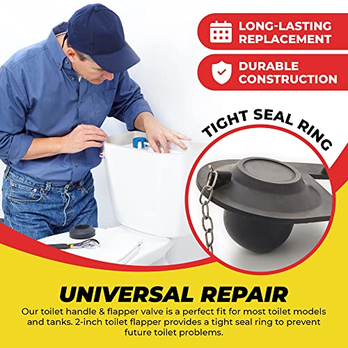 Qualihome Front Mount Chrome Toilet Handle Replacement Kit with 2 Inch Universal Toilet Flapper Replacement Kit and Stainless Steel Toilet Flapper Chain - color: Chrome