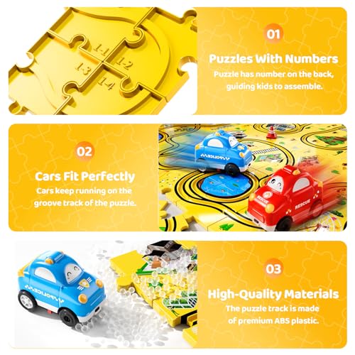 Beby Buty 48PCS Puzzle City Racer Car Track Set Toys for Kids, Toys Gifts for 3 4 5 Year Old Boys, Puzzle Racer Kids Car Track Set Ages 3-5 4-6, 3 4 5 Year Old Boys - style: 48 PCS City Theme
