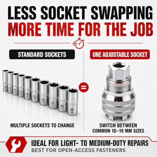 3-Piece Adjustable Universal Socket Wrench with Ratchet Handle 3/8 Inch Hex Wrench Adapter Kit for Drilling and Fastening Cool Gadgets for Men Birthday Gifts