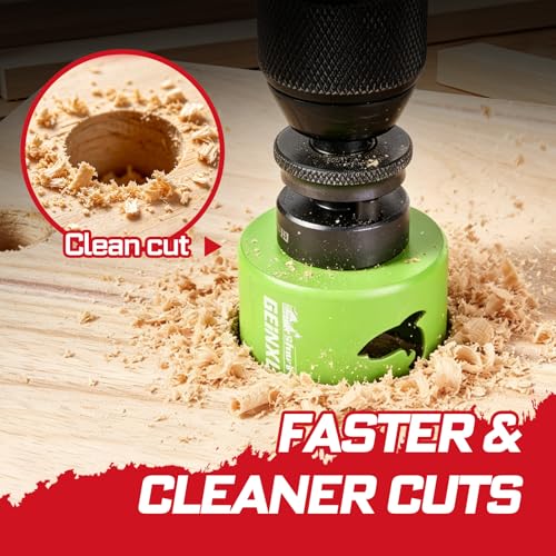 Geinxurn 2-1/8 Inch(54mm) Hole Saw, 2PCS HSS Bi-Metal Hole Saw Kit with Shark Tooth Hole Cutter for Wood,Drywall, PVC Boards and Thin Metal - color: 2 PCS 2-1/8"