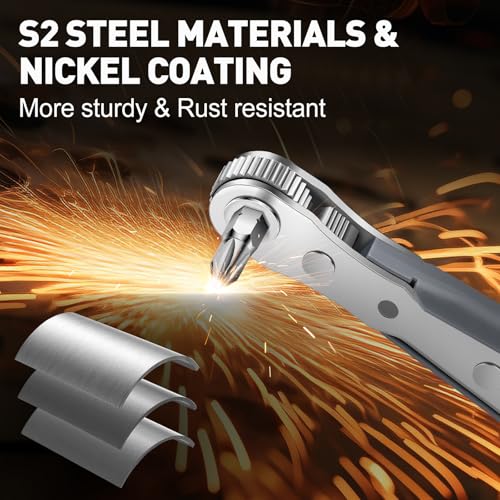 TUXIYA 30in1 Right Angle Screwdriver, 36-Tooth Mini Ratchet Wrench