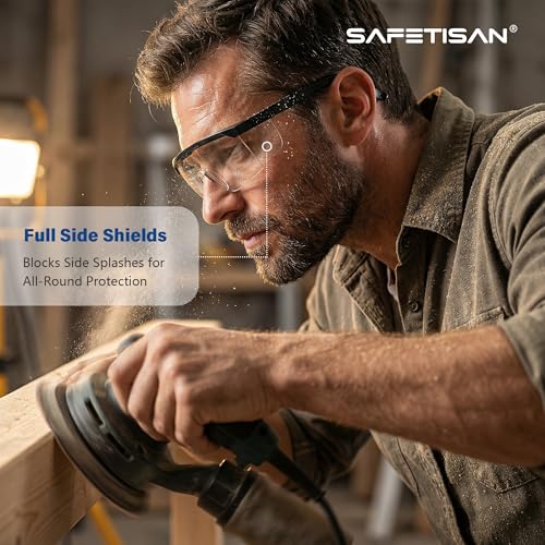 12Pack Clear Safety Glasses, Bulk Pack Safety Goggles Adjustable Temples ANSI Z87.1 Scratch Impact Resistant UV Protection Protective Eyewear Full Coverage with Side Shields for Work Lab Construction