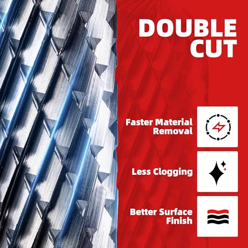 EZARC Tungsten Carbide Rotary Burr Set, 5PCS SC-5 Double Cut, 1/4" Shank - style: SC-5, 5PCS