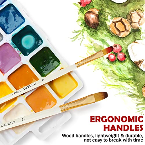 DUGATO Paint Brush Set 15 pc, Anti-Shedding Nylon Hair, Comfort Grip - color: Yellow
