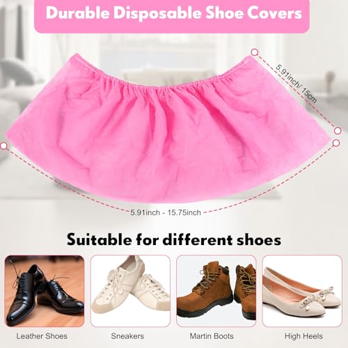 Vabean 1000 Pcs Disposable Shoe Covers Non Slip Dust Proof Boot Cover, Pink - color: Pink