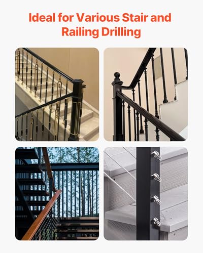 VEVOR Drill Guide, 30/45/ 90 Degree Angle 4 Sizes Portable Precision Drilling Guide Jig, for Drilling Angled or Horizontal Holes, Aluminum Alloy, for Deck Cable Railing Wood Post Stair Handrail - size: Pro, style: Drill Guide