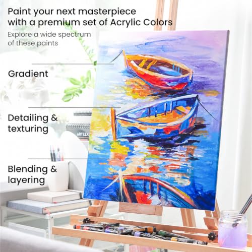 ARTEZA Acrylic Paint Set, 60 Colors, 22 ml Tubes, High-Viscosity - style: Set of 60 Colors (22 ml Tubes)