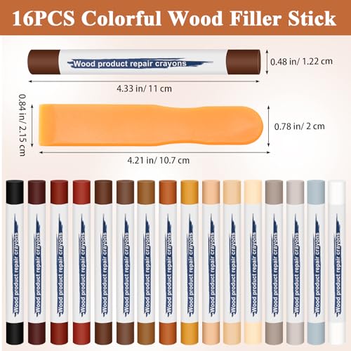 16P Wood Filler Stick, Wood Floor Furniture Repair Wax Sticks