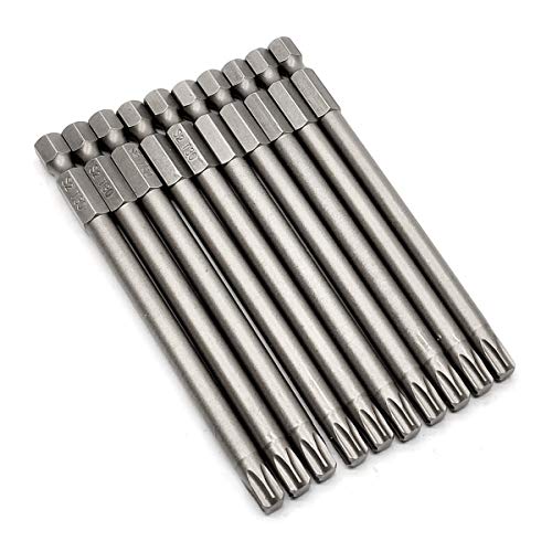 10PCS 4"/100mm T30 Torx Head Screwdriver Bit Set, 1/4 Inch Hex Shank with Quick Release Slot,S2 Steel Magnetic Security Tamper Proof Star 6 Point Screw Driver Kit Tools - color: 100mm/4inch, size: T30