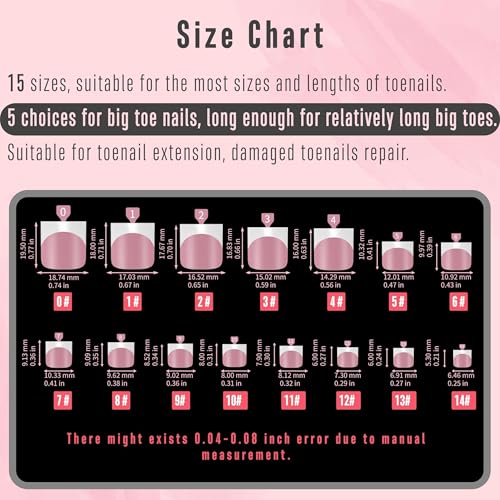 NOVO OVO French Tip Toe Nail Tips Press on, Sharp Square Pre-Designed Soft Gel False Toenail Extension, BERRY PINK Pre-applied Tip Primer & Base Coat, Full Cover Acrylic for DIY x 15 Sizes 240 pcs - color: Sharp Square French Tip Berry Pink