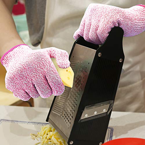 Evridwear Cut Resistant Gloves Food Grade Level 5 Kitchen Safety Protection (Medium, Pink) - color: Pink, size: Medium (Pack of 1)