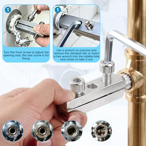 Basin Wrench and Broken Pipe Extractor Tool Set, Multifunctional Plumbing Faucet Wrench for Tight Spaces, Includes 2PCS Sink Wrench & Extractor Tool for 1/2" to 1" Damaged Faucet Bolts & Pipe Threads