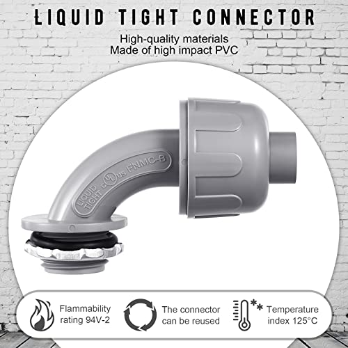 Bbto 24 Pcs 1/2 Inch Liquid Tight Connector 90 Degree PVC Elbow - size: 1/2 Inch