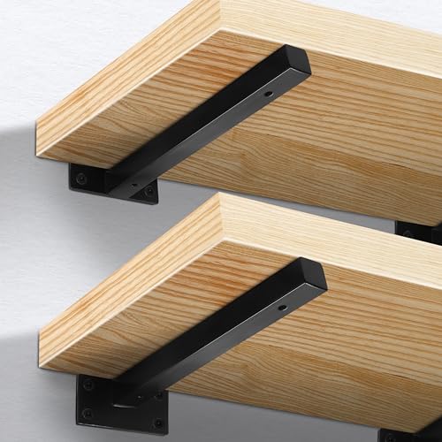 10 Inch Floating Shelf Brackets Heavy Duty, Square Shelving Brackets, Metal Floating Shelf Supports, Black Wall Mount Brackets 4 Pack - size: 10 Inch