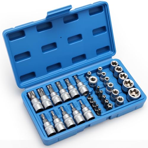 DISEN 34-Piece 3/8'' Drive Torx Star Bit sockets - size: 34pcs 3/8'' Torx Bit Socket