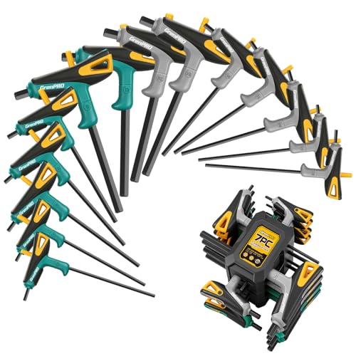 GRENPRO 14PC T-Handle Long Arm Allen Wrenches Sets Metric &SAE Box Hex Key - style: 14 Pieces T-Handle Allen Wrench Set Metric and SAE