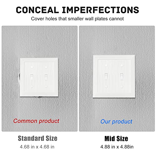 Modern Decorative Wall Plate Retro Wood Grain design Switch Cover Outlet Cover for Light Switch, Smart Switch, Dimmer, GFCI, USB Outlet (Double Toggle 10-Pack) - size: Double Toggle 10-Pack