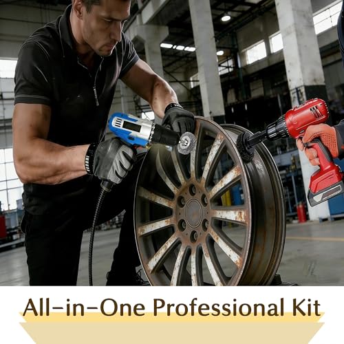 Wheel Hub Cleaning Tool, Brake Rotor Resurfacing Kit - 5 Pads & Coarse Carbon Steel Crimping Wire Wheel Brush, Rust Removal Tool for Car Repair