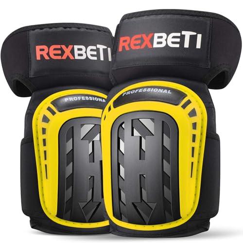 REXBETI Knee Pads for Men, Anti-slip Construction Gel Knee Pads for Work - color: Yellow