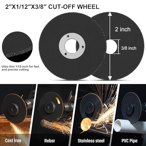 2" Cut Off Wheel for Die Grinder Drill, 1/4" Metal Cutting Disc - color: Cutting Wheel + Mandrel, size: 2 Inch x 5+1