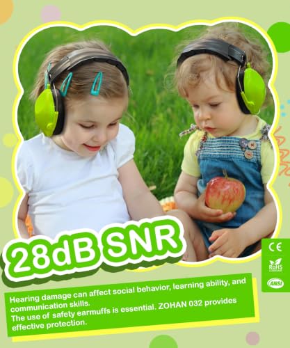 ZOHAN 032 Kids Noise Cancelling Headphones - 25dB NRR Kids Ear Protection, Hearing Protection Safety Ear Muffs for School Monster Truck Fireworks Traveling Studying Concerts Autism - Green - color: 1pack - Green