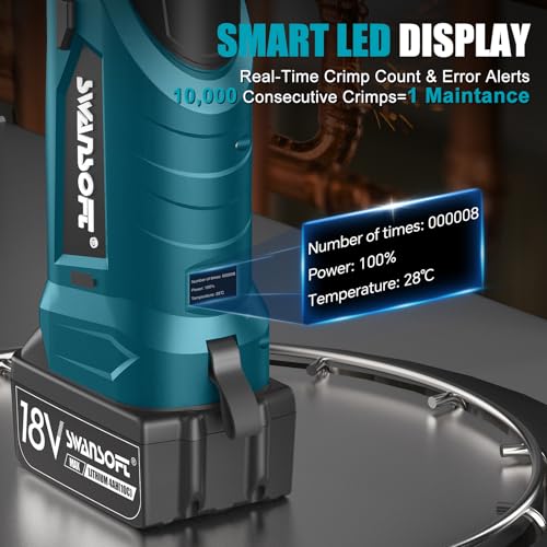 SWANSOFT 22kN Electric Hydraulic Crimping Tool for VUS 1/2"-1" Copper Pipes