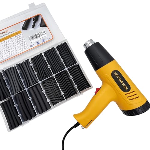 355pcs Heat Shrink Tubing Kit Electrical Wire Connector with 1000W Heat Gun - size: 355pcs with Heat Gun