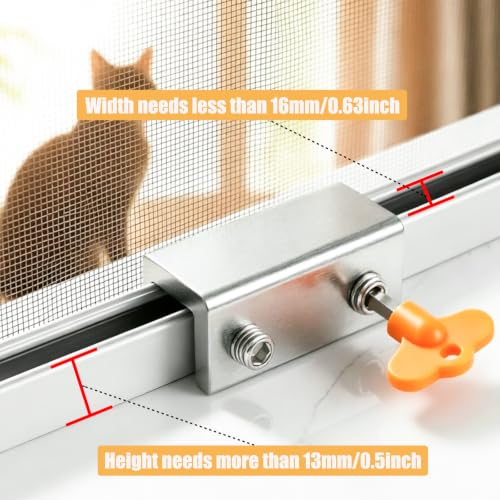 4 Sets Sliding Window Locks, Sliding Door Lock with Keys, Silver - color: Silver