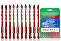 10pc 3/16” Red Masonry Drill Bit Sets Eccentric Drill Bit Set, 5mm Porcelain Tile Drill Bit Concrete Drill Bit for Glass,Brick,Plastic,Cement,Wood,Ceramic,Metal,Marble. - size: 3/16 in