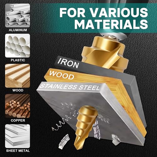 Step Drill Bits with Two Spiral Grooves, 5PCS - style: 5PC-Spiral