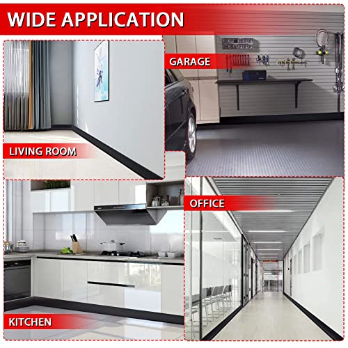 FONUNO Vinyl Wall Base Rubber Baseboard Molding Trim Self Adhesive 3" Wide - color: Black, size: 3in x 100ft
