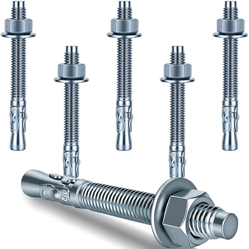 1/2 x 4-1/2 in Wedge Anchors 6 pcs Galvanized Concrete Anchors - size: 1/2 x 4-1/2In