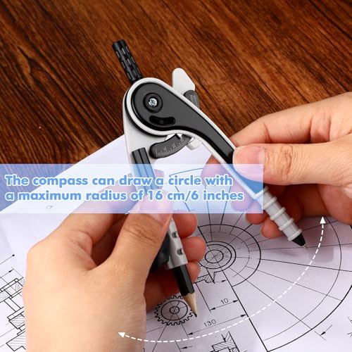 Zonon 7 Pcs Geometry Math Set with Compass Protractor Rulers, Clear - color: Clear