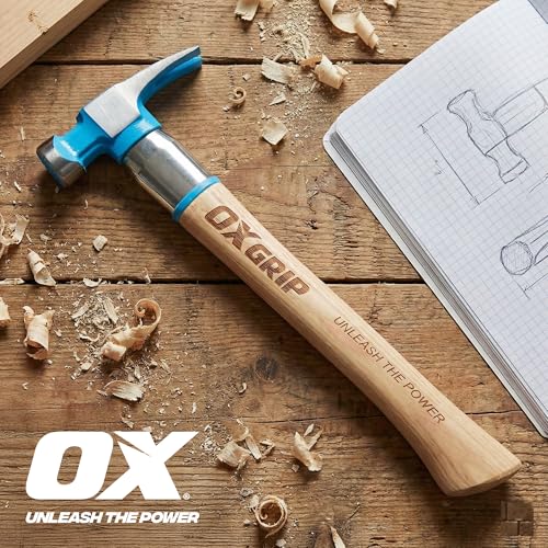 OX Pro Framing Hammer 22 oz Milled Face with Curved Hickory Wood Handle Hammer with Steel Overstrike Protection - Martillos De Carpintero - style: 22-oz Hammer + Steel Shaft