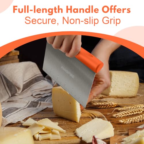 Multi-Purpose Stainless Steel Bench Scraper Dough Blender & Pastry Cutter - color: Orange