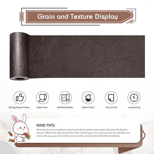 KING MOUNTAIN Leather Repair Patch,4 x 63 Inches self Adhesive Leather Repair Tape for Damaged Leather Furniture, Sofa Seating,Car Seats, Leather Goods（Chocolate Brown） - color: Chocolate Brown, size: 4" x 63"