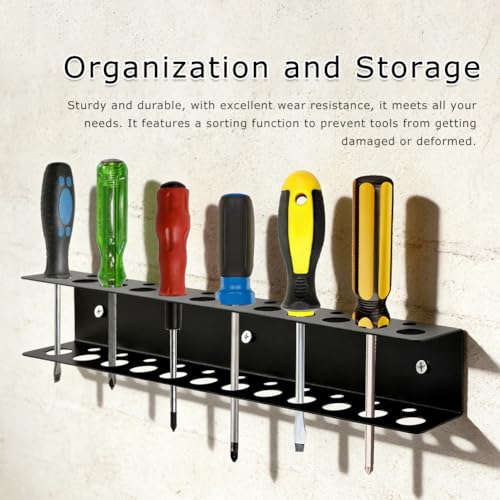 Screwdriver Organizer Wall Mount, Heavy Duty Metal Utility Storage Rack Storage Peg Board Hand Tools Organizer Screw Driver Holder Suitable Garages Homes Workshops Sheds