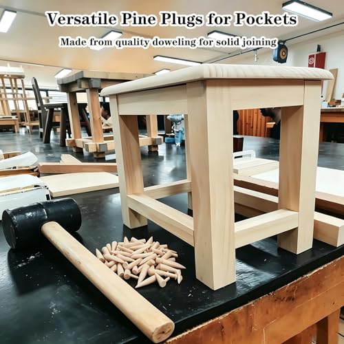 200 Pack Solid Pine Wood Pocket Hole Plugs 3/8 Inch Pocket Screw Hole Plugs for Pocket Hole Jig Woodworking Furniture Cabinet DIY Projects