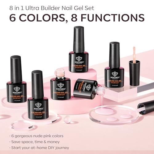 modelones Gel Polish Builder Nail Set, Base Colors Nude Hard Strengthener - color: B2-Barely Blush