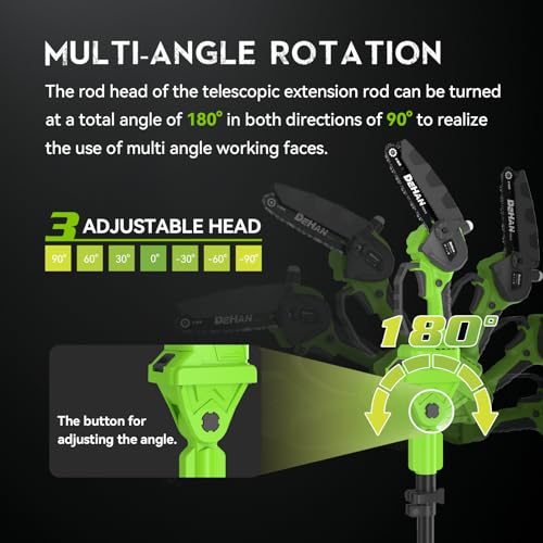 Cordless Pole Saw for Tree Trimming, 6" Chainsaw with Extension Pole - size: 6 inch Pole