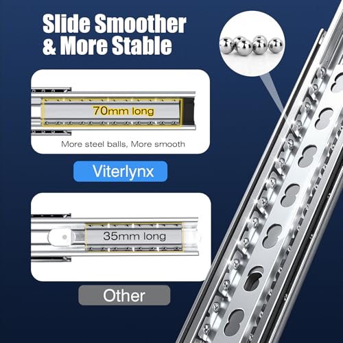 Thickened 200Lbs Soft Close Heavy Duty Drawer Slides 1 Pair 24 Inch Full Extension Ball Bearing Self Slow Closing Rails Kitchen Cabinet Tool Box Runners Tracks Glides (1/2" Thick, 24" L) - size: 24inch, style: W:51mm(Soft Close)