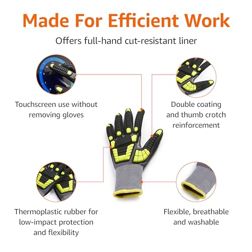 Amazon Basics Safety Work Gloves, Cut Level A1, Abrasion ANSI Level A4, Impact Resistant, Touch Screen Friendly, 15G Sandy Nitrile Palm, Yellow, Size X-Small, Pack of 120 Pairs - size: X-Small