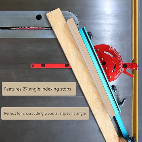 Table Saw Miter Gauge Works w/Table Saws, Band Saw and Router Table (Red) - color: Miter Gauge - Red